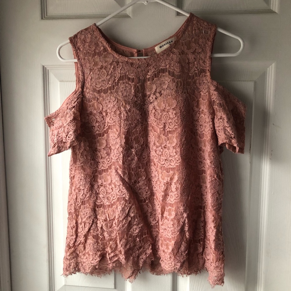 Light pink cold shoulder blouse